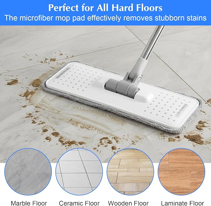 20 Pack 13 * 4.9" Generic Mop Pads Mop Head Refill Washable Wet/Dry Mops Flat Compatible with Most 11-13" Hook and Loop Flat Mops Mop Replacement Pads