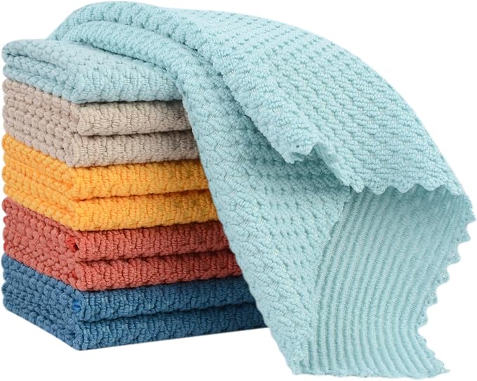 Dish Cloth for Washing Dishes Kitchen Washcloth Cleaning Cloth | 12x12inch 10pack Kitchen Towels Rags, Microfiber Cleaning Cloths, Wash Cloths with Popcorn Texture, Wholesale, Assorted