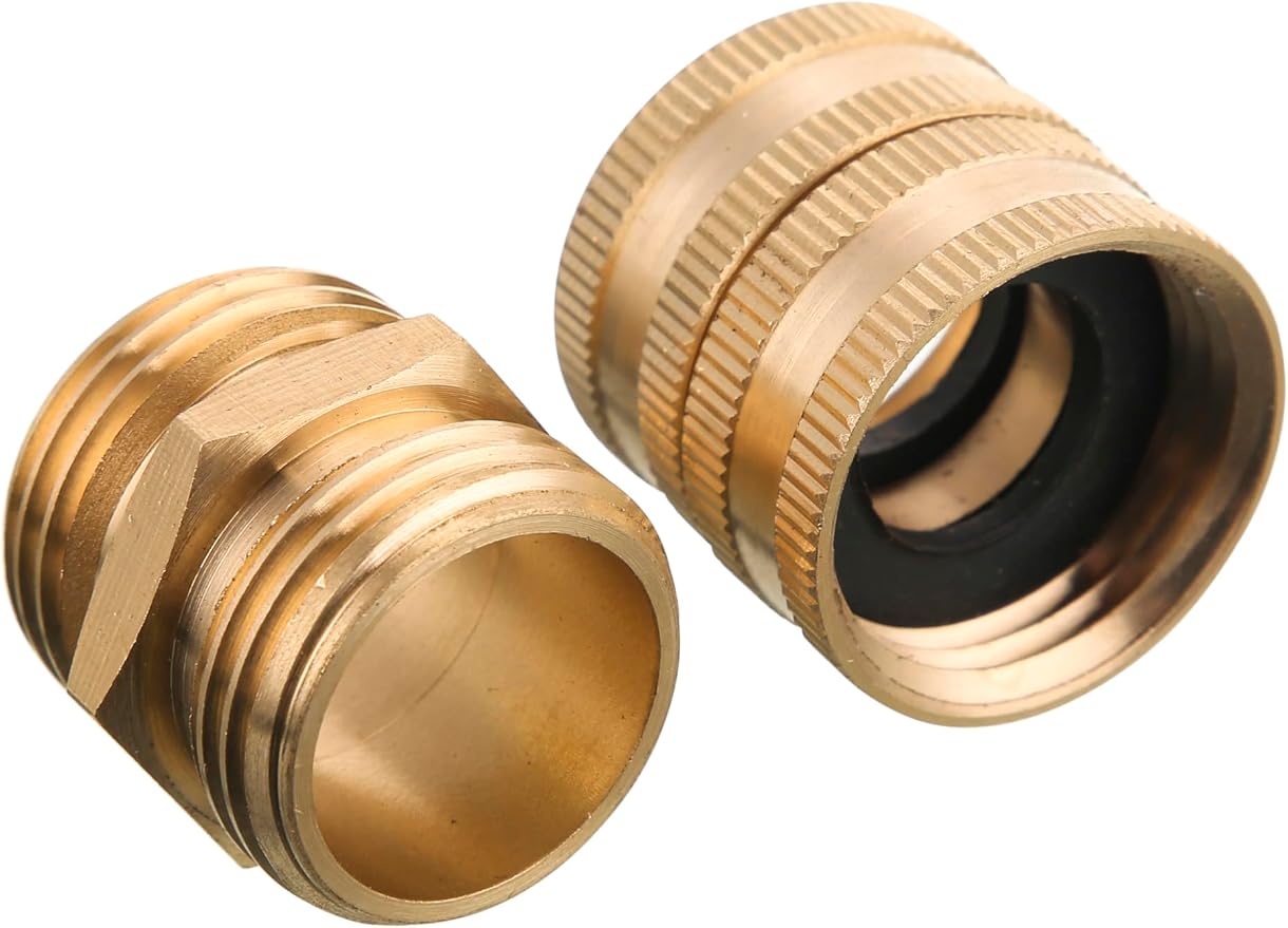 M MINGLE Garden Hose Adapter 3/4”, Male to Male, Female to Female, 4-Pack | Standard 3/4” GHT, Solid Brass Connector, Rust-resistant, Easy to Install, No Leakage, Extra 4 Washers