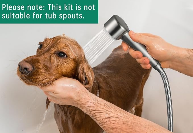 High Pressure3 Mode Dog Shower Attachment with ON/OFF Switch | With ON/OFF Switch, 100 Inches Extra Long Hose, Easy to Install, Indoor & Outdoor Use, No-Drill Hook Mount