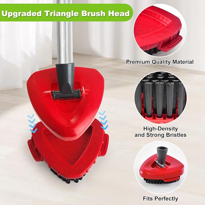 Spin Mop Handle, Mop Replacement Heads,Brush,Base Compatible with OCedar RinseClean 2 Tank,Inclued 2 Microfiber Mop Heads,1 Mop Base,2 Brush and 4-Section Mop Handle for Ocedar,Use for Floor Cleaning
