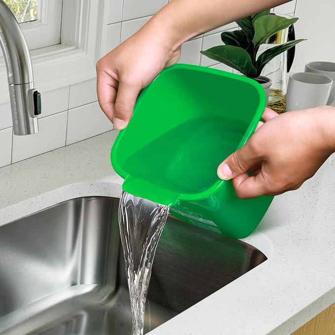 Matthew Red&Green&Blue Detergent and Sanitizing 3 Quart Cleaning Bucket &Large Plastic Tote Tool Combo,Wash Rinse Sanitize Handwash Bucket,Deluxe Supply Cleaning Caddy Incl.3Pcs Microfiber Cloths