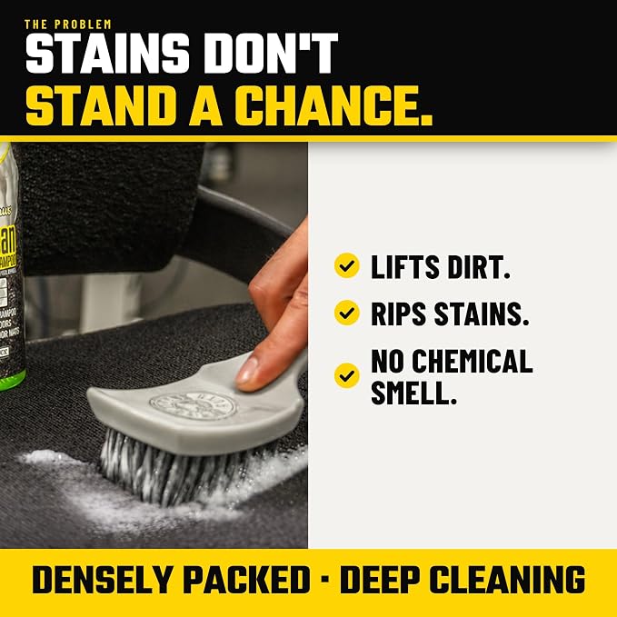 Chemical Guys, The Nifty Interior Detailing Brush for Carpet & Upholstery | Synthetic bristles and a short ergonomic handle scrub carpet, mats, upholstery and trunk liners with control