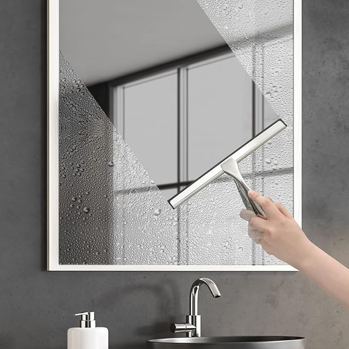 Hiware All-Purpose Shower Squeegee for Shower Doors, Bathroom, Window and Car Glass - Stainless Steel, 10 Inches (Pack of 2)