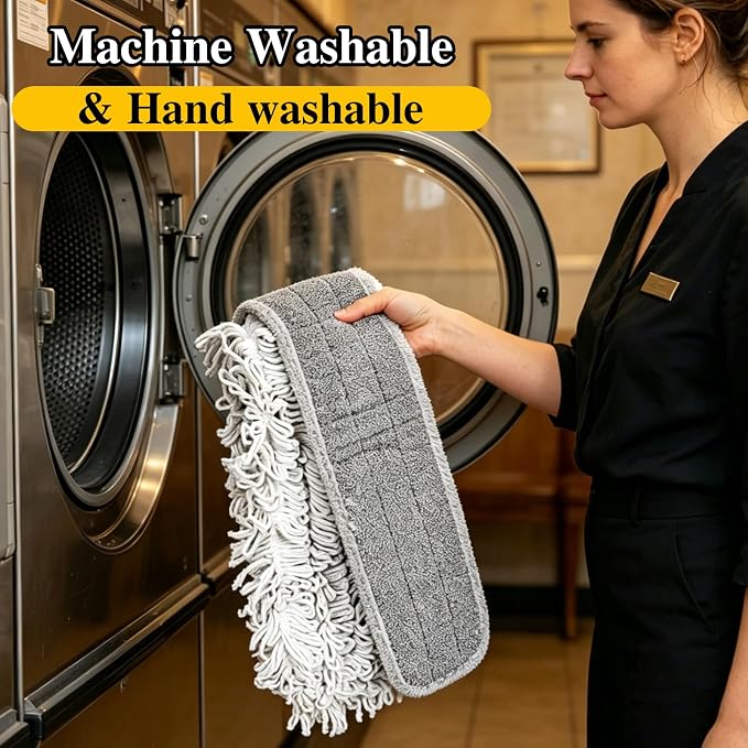 36” Commercial Dust Mop with 62” Adjustable Handle & 3 Reusable Pads | Large Heavy Duty Industrial Push Mops for Home,Hotel,Mall,Warehouse