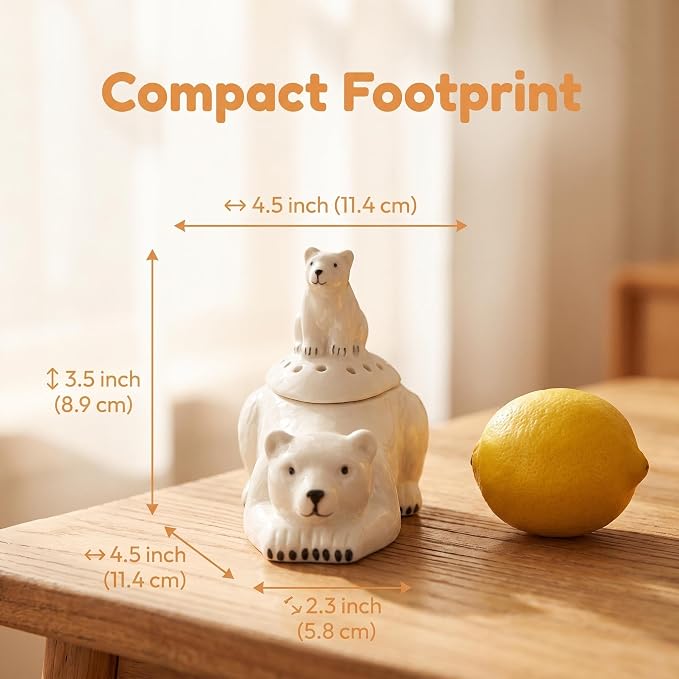 dgudgu Ceramic Bear Baking Soda Holder Deodorizer Fridge Odor Absorber | Cute ceramic mama and baby polar bear baking soda odor absorber container for fresh refrigerators and closets.