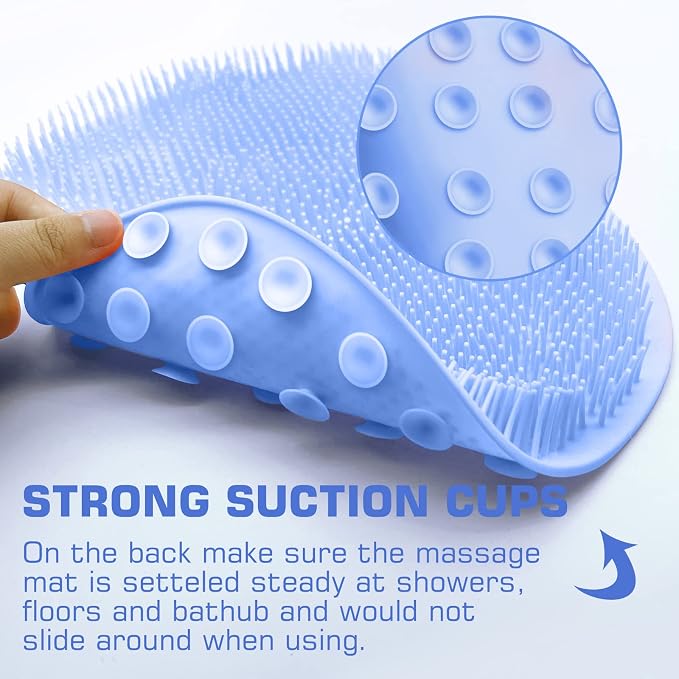 2PACK Shower Foot Scrubber Mat Back Washer Back Exfoliating Bath Wash Pad Wall Mounted Slip Suction Cups Foot Scrubber for Use in Shower Cups Foot Cleaner for Men and Women