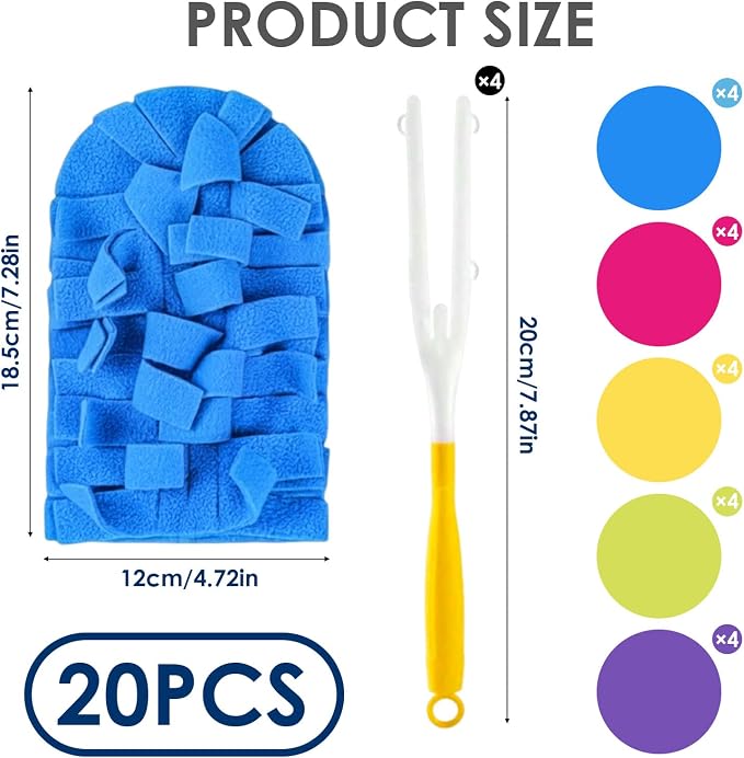 20 Pack Reusable Fleece Duster Refills with Detachable Handle, Washable Microfiber Dusters for Cleaning, 360° Dry Wet Microfiber Duster Refill Compatible with Standard Cleaning Handles (20)