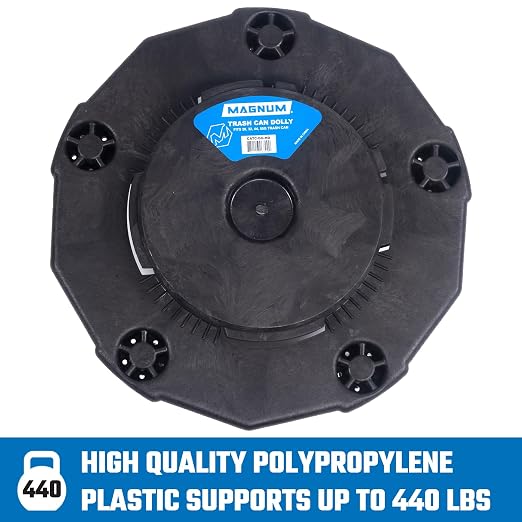 Magnum Blue 55 Gallon Trash Can Set (Trash Can, Quiet Dolly, and Reinforced Lid), Construction Grade, Jobsite Ready for Handling and Rolling Garbage CMTC-CLD0-55B04 (4 Set)