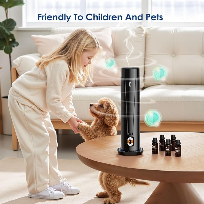 Waterless Scent Diffuser, Essential Oil Diffuser for Home, Office, Hotel | 1200 Sq Ft Coverage, Quiet Aromatherapy Diffuser with LED Light & Timer, Air Scent Diffuser Starter Kit