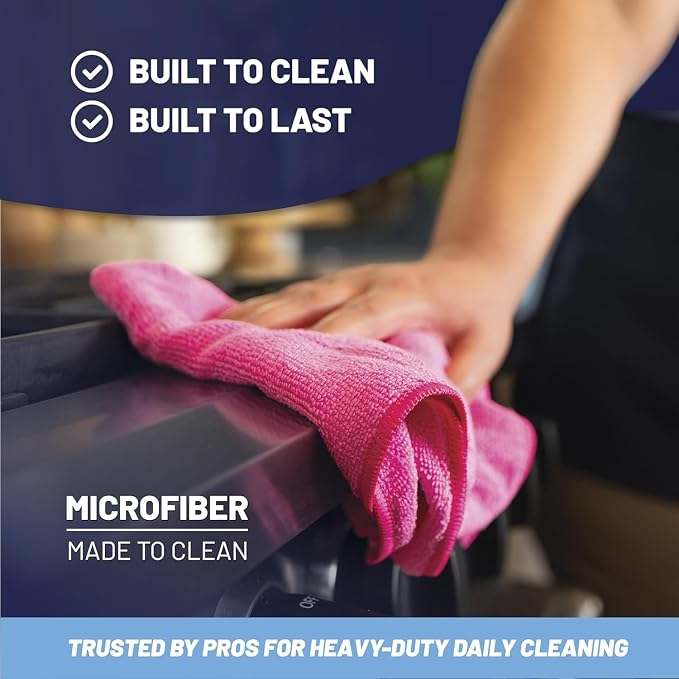 MW PRO Microfiber Cleaning Cloths Yellow (12 Pack, 12x12) - Commercial Janitorial Towels & Lint Free Rags - Heavy Duty for Auto Detailing, Glass Windows, Housekeeping & Screens - Washable 300+ Times