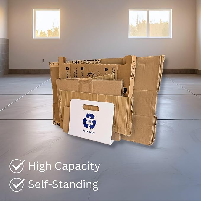 Box Caddy Cardboard Recycling Organizer. Store & Carry boxes. (White) | Eliminates Cardboard Clutter. High Capacity, Durable, Indoor/Outdoor. Home and Business use.
