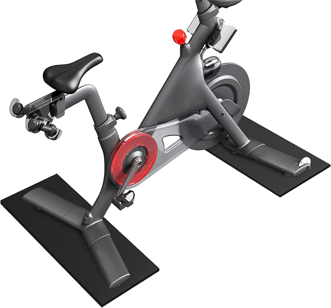 2-Piece Bike Mat Compatible with Peloton Bike, 6mm Floor Protector | Double bike mat compatible with Peloton bike, 6mm, providing non-slip waterproof protection for hardwood or carpet