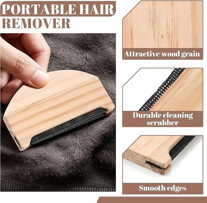 6 Pieces Cashmere Wool Comb, Portable Sweater Comb Pilling Remover, Manual Fabric Shaver Lint Remover with Wooden Handle for Removing Knitwear Scarves Fuzz Bobbles Clothing Care Tools