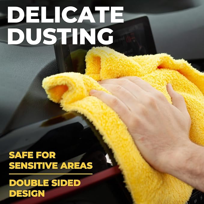 Edgeless Microfiber Car Towels – 6pk(12”x12”) – Soft & Scratch-Free Towels | 540 GSM - Great for Drying, Detailing, Polishing, Buffing - Ultra Absorbent Microfiber Cleaning Cloths for Car