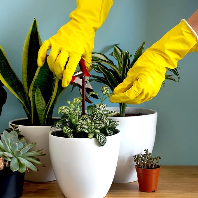 JWANG Rubber Kitchen Dishwashing Gloves - 4 Pairs Colorful Reusable Household Cleaning Gloves for Washing Dishes and Cleaning Tasks, Flexible Long-lasting and Non-Slip (Medium, Blue+Pink+Yellow+Red)
