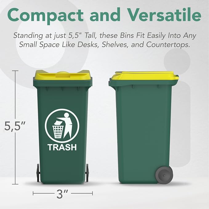 Mini Garbage Trash Pen Holder for Desk | Tiny Recycle Bin Pencil Holder Green & Blue, Pack of 2 | Storage for Pencil & Pen | Office Stationery to Organize the Desk | Ideal for Student Work