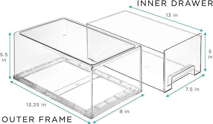 Sorbus Clear Stackable Storage Drawers with Pull-Out Bins (Large, 6 Pack) | Easy-access plastic organization for pantries, offices, bathrooms and closets; supports sorting and visibility.