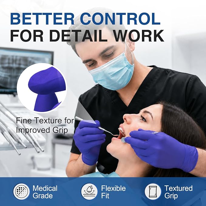 Schneider Medical Nitrile Exam Gloves, Powder & Latex Free, Darkblue | Disposable for Medical Exams, Cooking, Food Prep, Cleaning, Home, Household Use