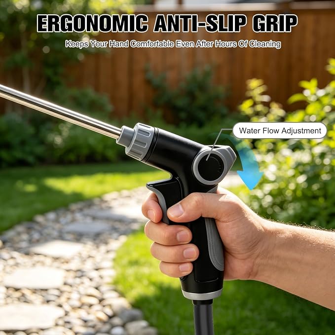 Turn Any Hose into A High Pressure Water Washer Jet, 2026 New Garden Hose Nozzle Heavy Duty, Multi Function Watering Sprayer for Patio/Car/Driveway Cleaning, Spray Nozzles for Garden Hose