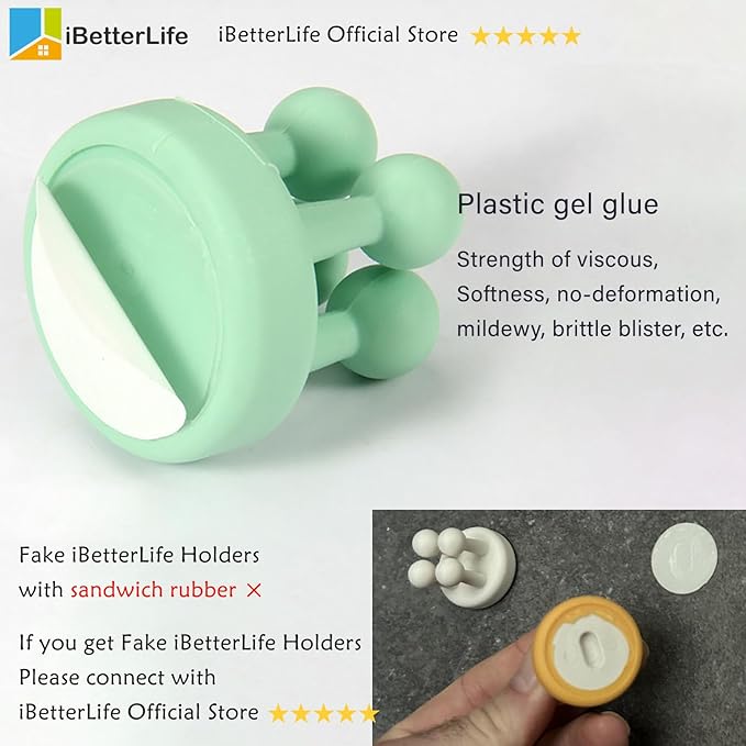 iBetterLife 6Pcs Toothbrush Holders for Bathrooms - Self-Adhesive Wall Mount to Mirror for Clipping & Hanging Shower Razor Towel Plug Cable, Utility Hooks for Home Kitchen Office Dorm Room Essentials