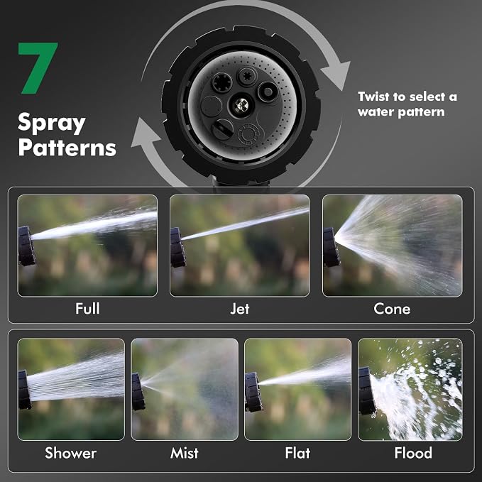 RESTMO Heavy Duty Hose Nozzle, Metal Garden Water Hose Sprayer | 7 Watering Patterns, Thumb Control, On Off Valve, Leak Proof Nozzle Sprayer for Watering Plants, Car & Pet Washing, Bronze