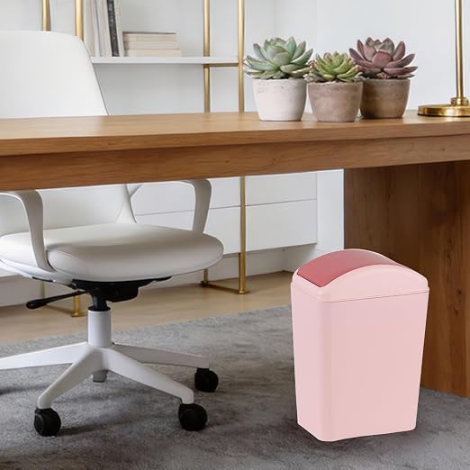 4.5 Gallon Swing Top Garbage Can, Plastic Trash Can with Lid, Pink | High Quality Plastic Material, Swing Lid Design, Ideal for Bathrooms, Bedrooms, Offices