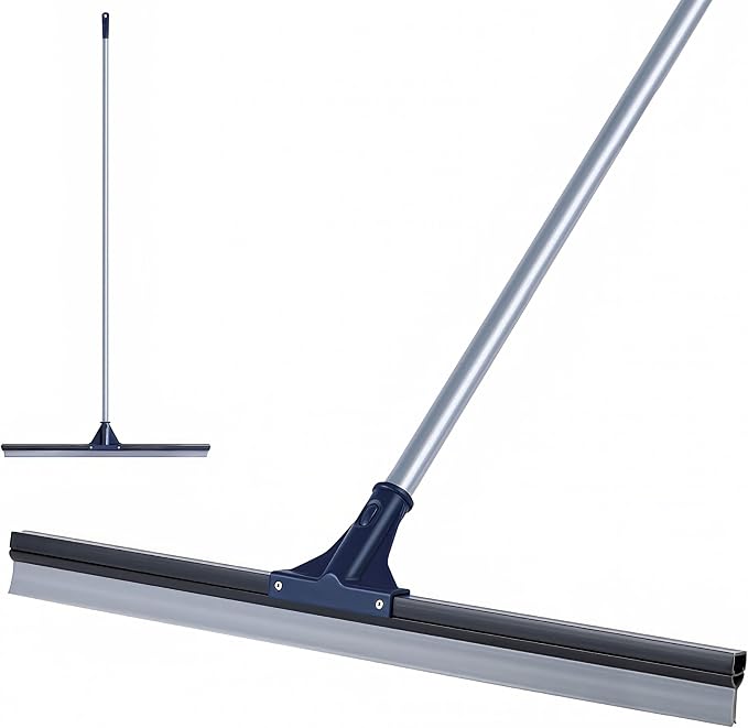Floor Squeegee for Concrete Floor, 30" Large Squeegee Broom, Heavy Duty Floor Squeegee for Tile with 51.5" Handle for Garage, Deck, Bathroom, Window, Glass