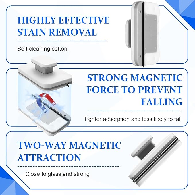 Magnetic Windshield Cleaner Tool Set,Widen Double-Sided Window Cleaner Tool | Windshield Magnetic Car Window Cleaner, Single Glass Thickness 3-10mm for High Rise Car Glazed