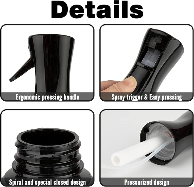 Spray Bottle for Hair (6.8OZ /200ML) Continuous Ultra Fine Mist Sprayer for Hair, Salons, Barber, Plants, Skin Care