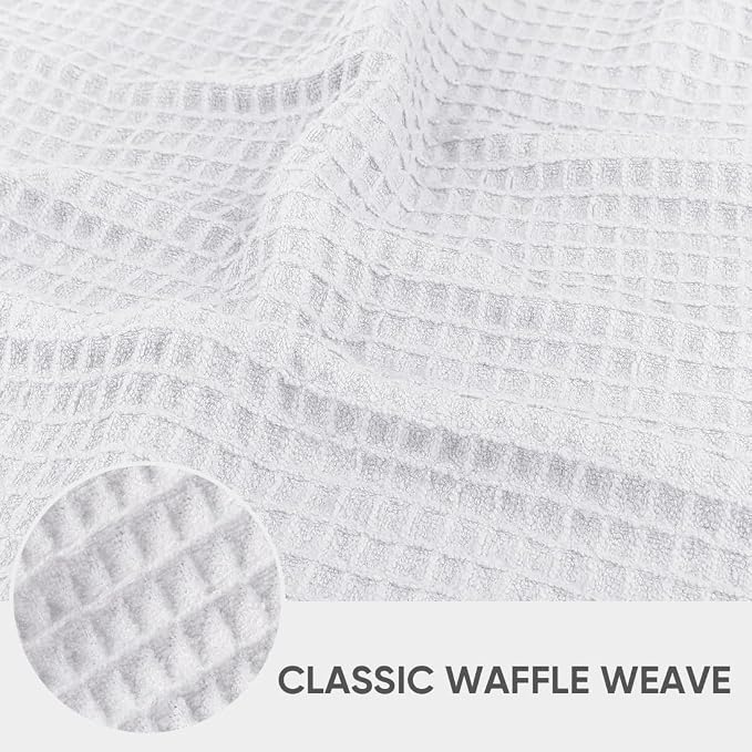 HOMEXCEL White Waffle Weave Microfiber Towel, 10PK 12x12 in Waffle Towels | 400GSM Barista Towels, Waffle Wash Cloths for Bathroom, Hand, Super Absorbent Kitchen Microfiber Cleaning Cloth for Household
