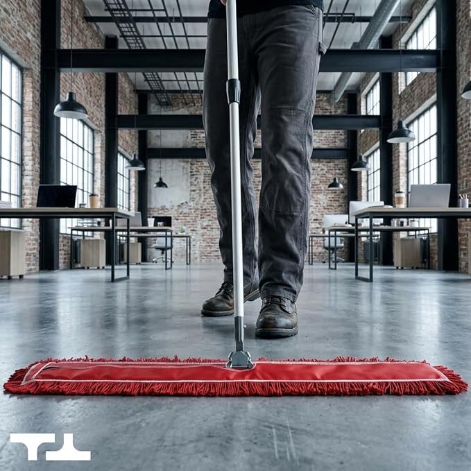 36 Inch Red Commercial Dust Mop & Floor Sweeper with Extendable Handle – Mop for Hardwood, Tile, and Concrete Floor Cleaning