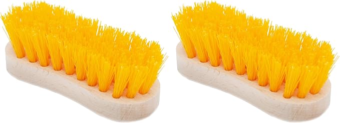 Stiff Bristle Brush - Scrub Brush for Deep Cleaning, Hand Brush with Hard Bristles, Utility Nylon Brush for Indoor and Outdoor, Wooden Boot Hand Scrubber, Scrubbing Brush Heavy Duty (Pack of 2)
