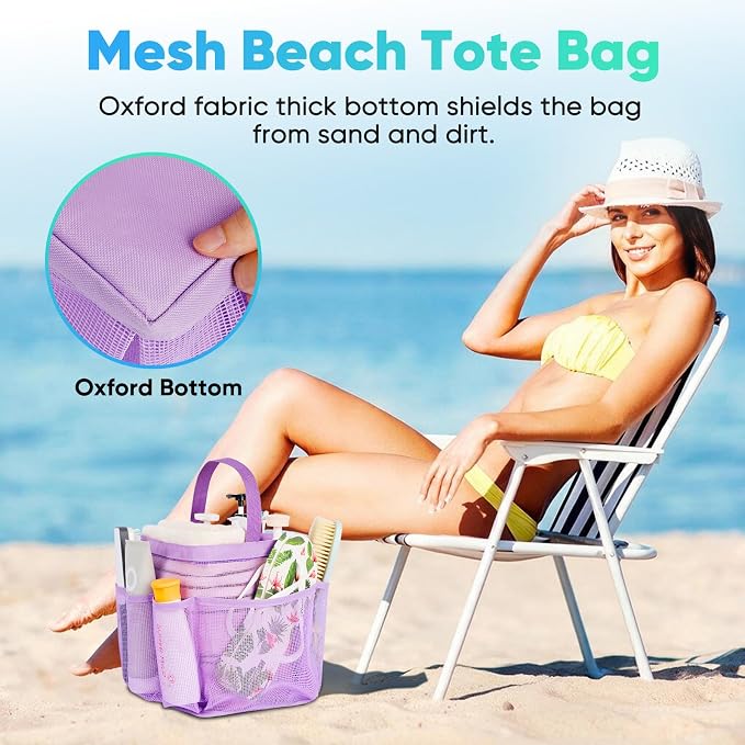 EUDELE Mesh Shower Caddy Portable for College Dorm Room Essentials,Portable Shower Caddy Dorm with 9-Pocket Large Capacity, Shower Bag for Beach, Swimming, Gym, Travel essentials, Purple