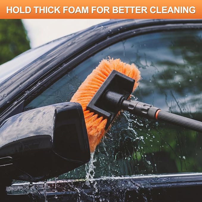 Tanlade 2 Pcs Car Wash Brush Heads Soft Bristle Flow Thru,10 Inch,Orange | Replacement Heads for Exterior Cleaning, Compatible with Auto Truck RV Boat Camper, Gentle Bristles Protect Paint Finish