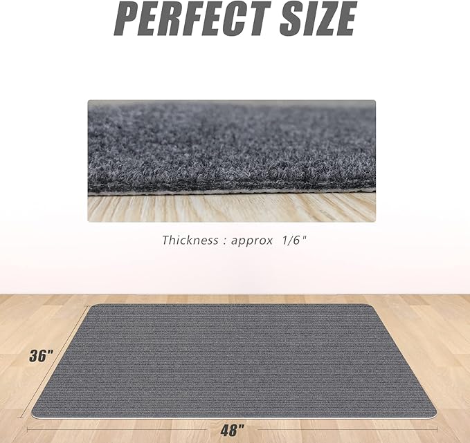 Sycoodeal Office Chair Mat for Hardwood Floor,Office Computer Gaming Chair Mat for Tile Floor,Large Floor Protector Rug,Anti-Slip,Easy to Clean,Grey(48"x36")