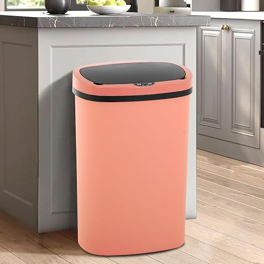 13 Gallon/50 L Kitchen Trash Can with Lid, Garbage Can with Touch-Free Lid, Cute Automatic Trash Can Bathroom Trash Bin, Motion Sensor Waterproof Trash Bin