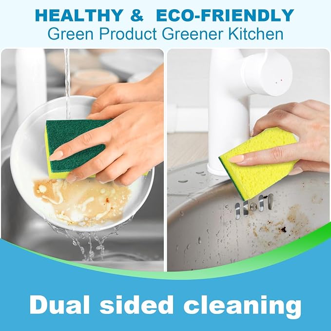 24 Pack Heavy Duty Scrub Sponges,Multi-Purpose Kitchen Sponge, Efficiently Clean The Surface Stains,Used for Clean Kitchen Pots,Bowls,Bathrooms,Tiles,Wall Good Helper for Home Cleaning