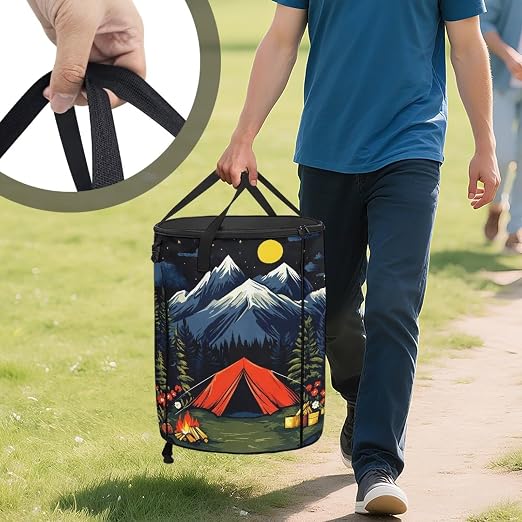 Outdoor Trash Can with Lid 20+ Gallon Collapsable Trash Can Camping Large Capacity Design Garbage Bags for Rv, Backyard, Picnic Tent and Mountain Printed