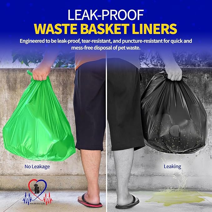 Pet Fit For Life 1.3 Gal Leak-Proof Wastebasket Liners, 30 Count - Small | 10 Leak-Resistant Small Trash Bags for Dog Droppings, Home, Office & Restroom Waste Disposal and Cleanup for Daily Use