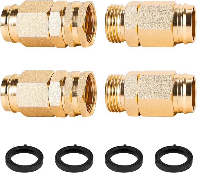 FINEST+ 2 Sets 5/8" Garden Hose Repair Connector Fitting,Aluminum Female and Male Water Hose End Repair Connector Fit 5/8 Inch Garden Hose