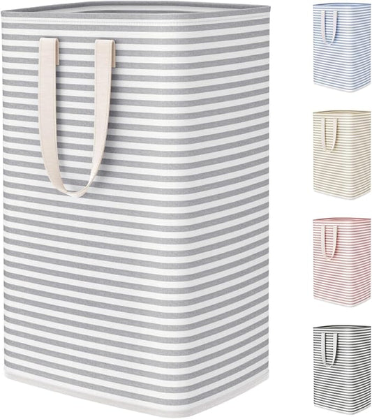 Lifewit 75L Large Collapsible Laundry Basket with Extended Handles, Grey | Foldable Laundry Hamper, Tall Dirty Clothes Basket, Waterproof, Freestanding Design for Bedroom, Bathroom, College Dorm