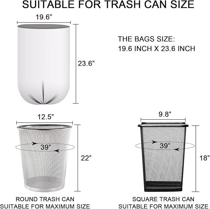 6 Gallon Small Clear Trash Bags, Wastebasket Trash Can Liners, 100 Count | Garbage Bags for Restroom, Home, Office Bins
