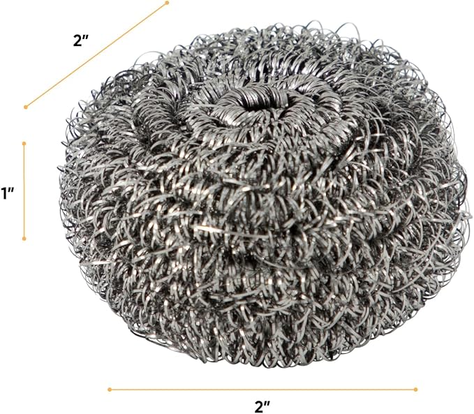 Superio Stainless Steel Scourers Steel Wool Scrubber Pad Used for Dishes, Pots, Pans, Grill, Stoves, and Ovens, Easy scouring for Tough Kitchen Cleaning Pack of 24