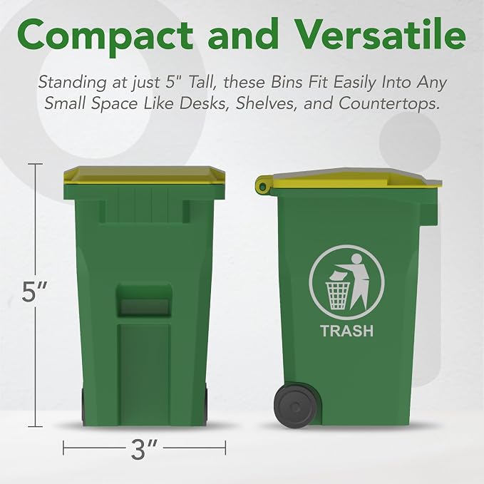 Mini Trash Can/Recycle Bin Pencil Holder for Desks, Blue/Green | Tiny Trash Can, Mini Desk Garbage Can, Funny Pen Holder, Mini Trash Bin, Desk Organizer