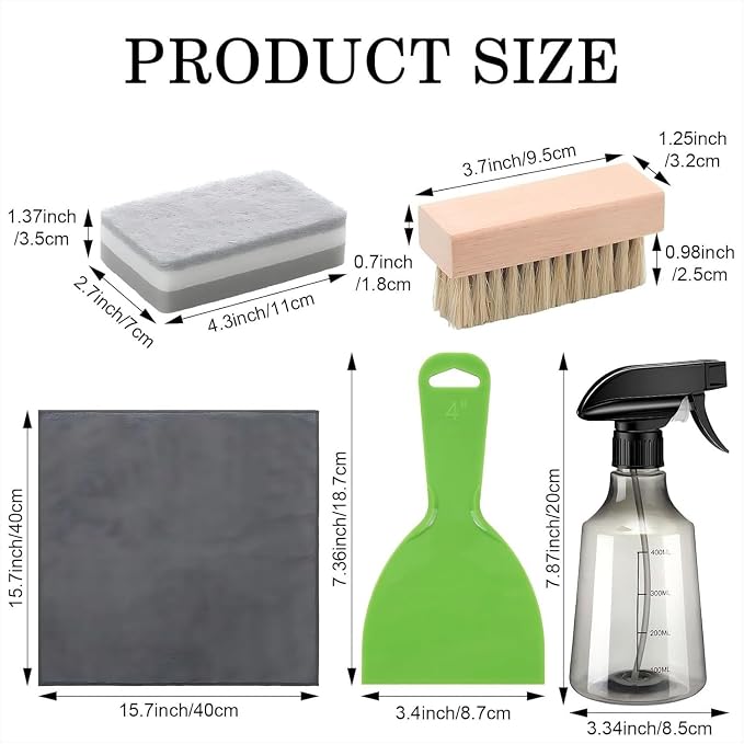 F&Yard Surface Cleaning Kit with Brush Sponge Gloves Spray Bottle and Microfiber Cloth for Indoor Outdoor Use