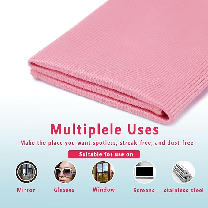 6Pcs Glass Cleaning Cloth for Window Eyeglass Mirrors Stainless Steel