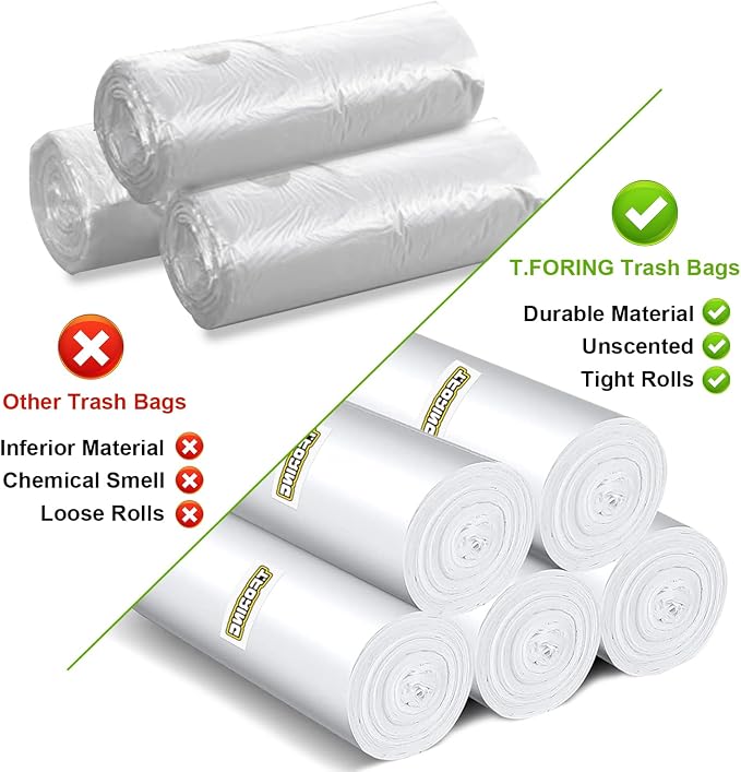 Medium 8 Gallon Trash Bags Unscented, 0.94 Mil, Clear, 120 Count | 30 Liter Garbage Bag, Plastic Waste Basket Can Liners, Thick, Leakproof, Tear Resistant, for Bathroom Office Kitchen Bulk