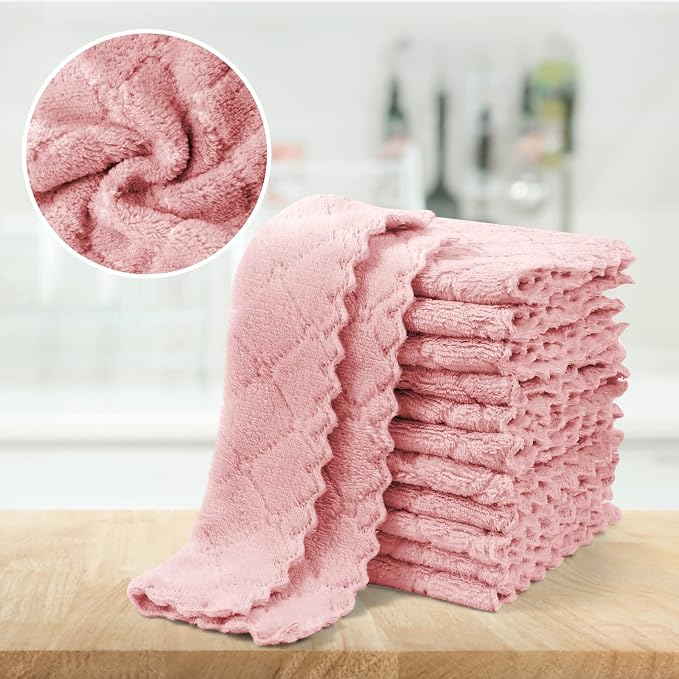 UMANI 12 Pack Microfiber Cleaning Cloths Reusable Textured Cleaning Rags | 10 x 6 Inch, Soft Absorbent Quick-Dry Cloths for Kitchen, Bathroom, Countertop and Household Cleaning