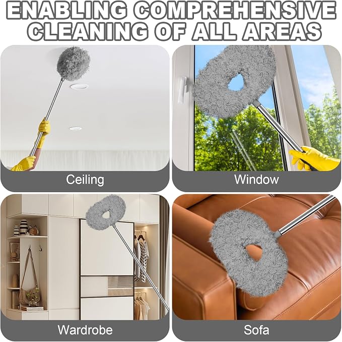 Eunice Ceiling Fan Cleaner Duster with Extension Pole | 13-78Inch Reusable Fan Blade Cleaning Tool for Cobweb Walls and Door Window